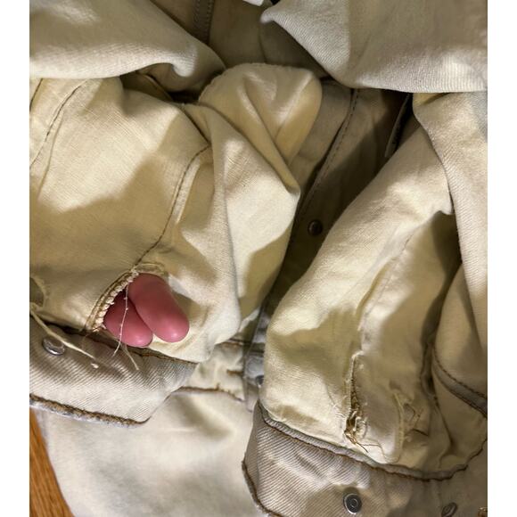 Vintage 90s Jinglers Fade Out Distressed Yellow Bleached Jean Denim Jacket XL - Picture 11 of 12